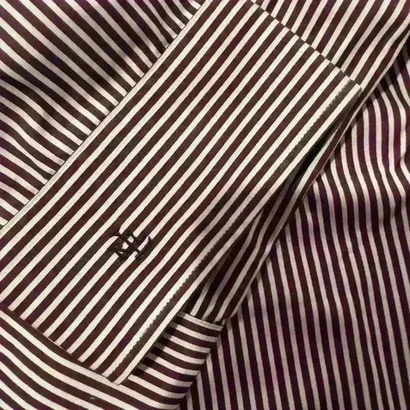Preowned Lauren Ralph Lauren Button Down Shirt w/Burgandy/White Stripes size 2x - Picture 4 of 9
